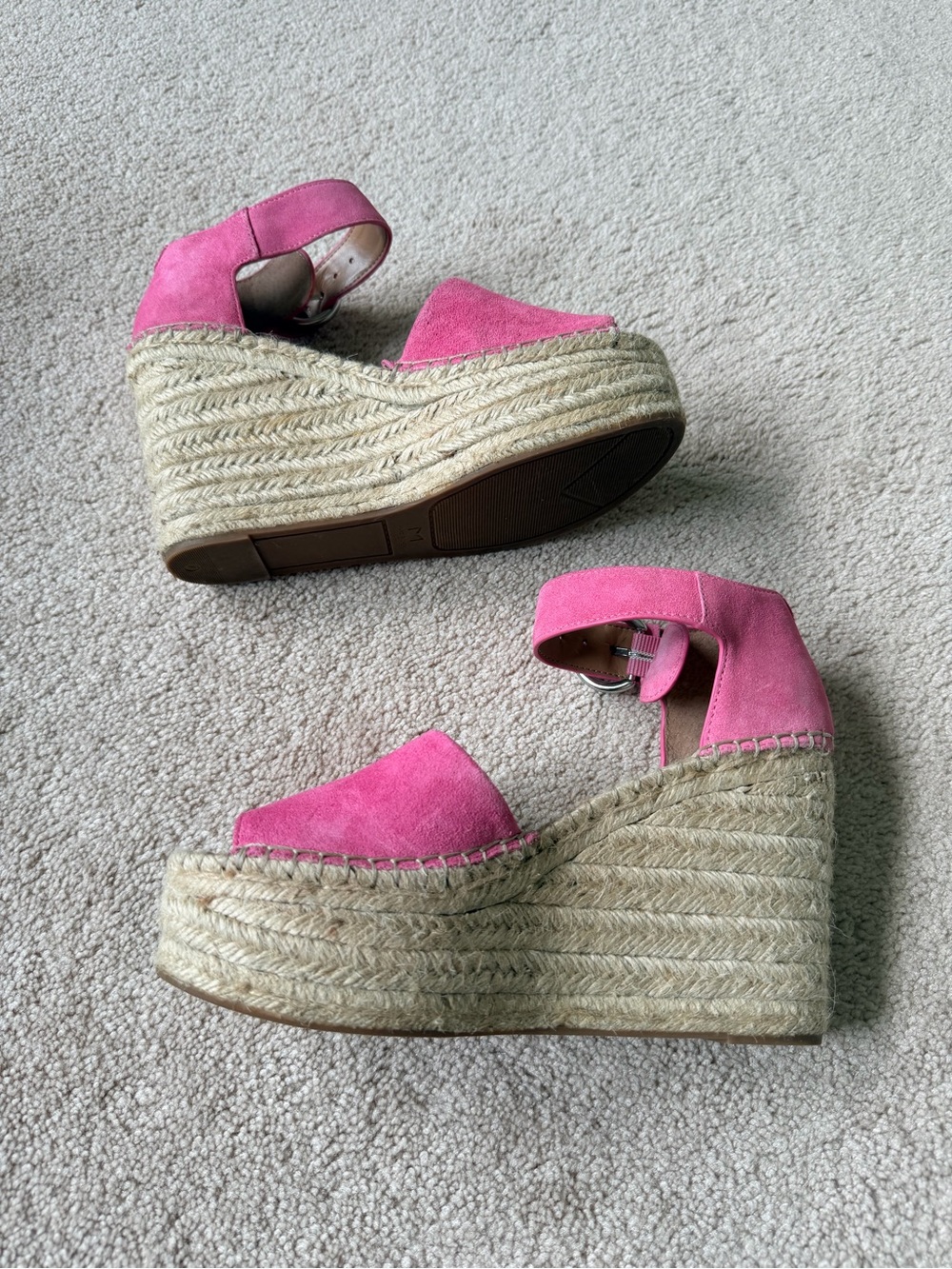 Marc Fisher LTD Womens Platform Espadrille Wedge Sandals Pink Suede Size 7 - Picture 2 of 4